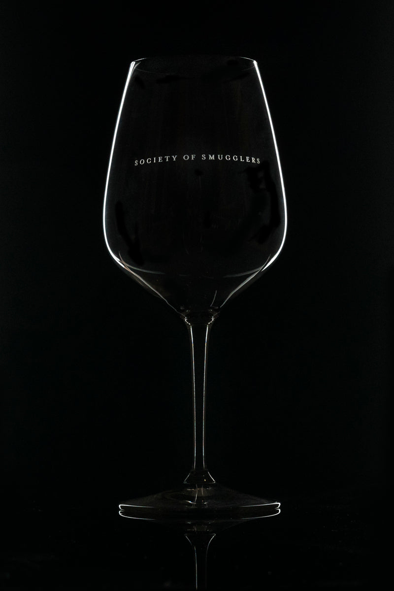 Caldwell 'SOS' Etched Riedel Glass
