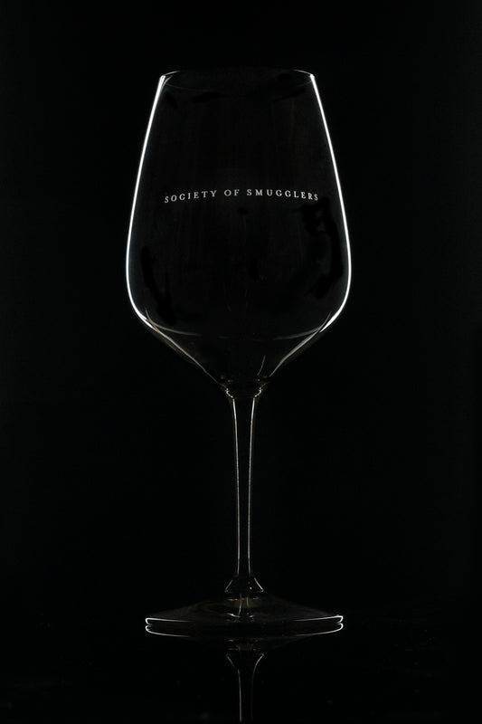 Caldwell 'SOS' Etched Riedel Glass