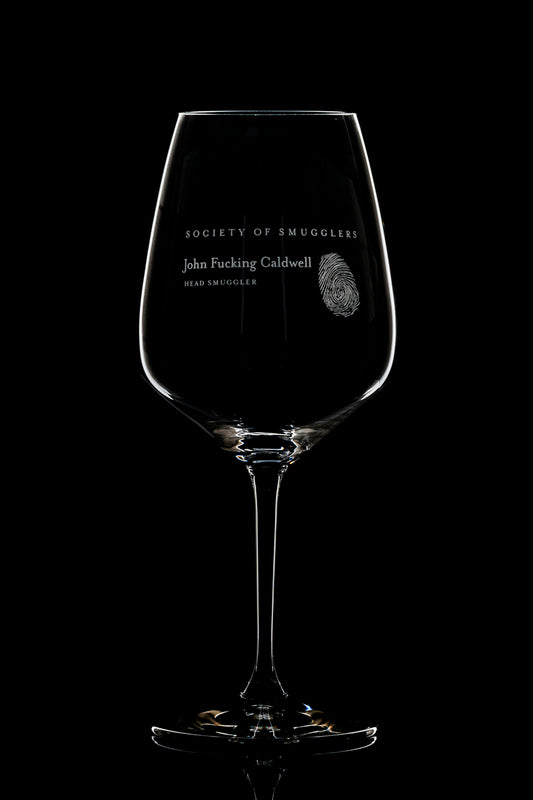 Mr JFC<br>John Fucking Caldwell™<br> Etched Riedel Glass