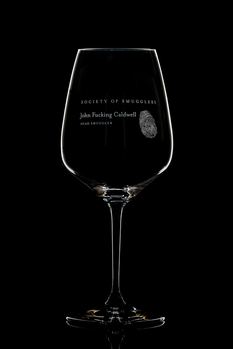 Mr JFC John Fucking Caldwell™ Etched Riedel Glass