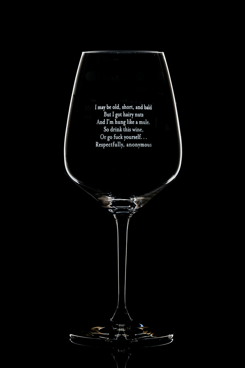 Caldwell 'R-Rated' Etched Riedel Glass